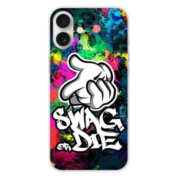Tryckt silikonfodral som är kompatibelt med Apple iPhone 16 Plus Swag or die