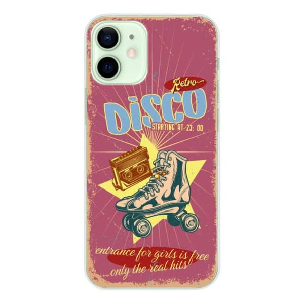 Tryckt silikonfodral som är kompatibelt med Apple iPhone 12 Mini Retro disco