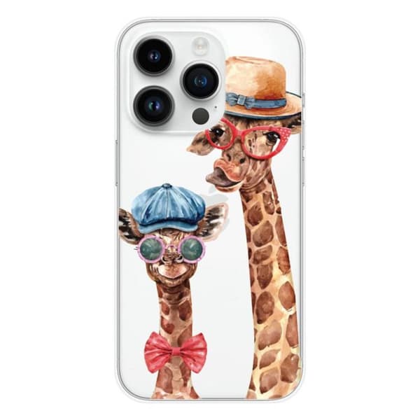 Tryckt silikonfodral som är kompatibelt med Apple iPhone 15 Pro Funny Giraffe