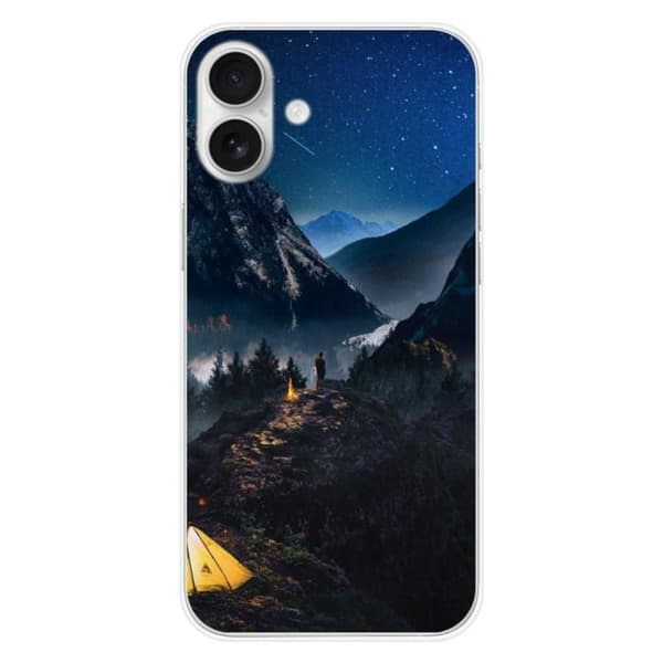 Tryckt silikonfodral som är kompatibelt med Apple iPhone 16 Plus Alone in the Mountains