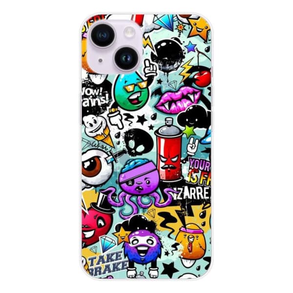 Tryckt silikonfodral som är kompatibelt med Apple iPhone 15 Graffiti 2