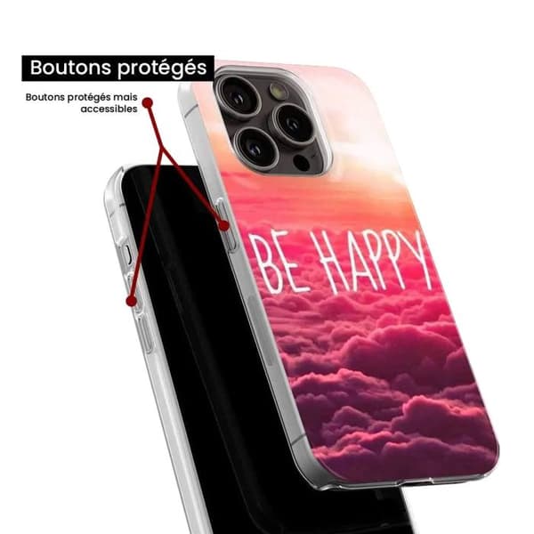 Silikonskal med tryck - Huawei - Honor 200 Pro 5G - Flerfärgad - Mönster Be Happy - Optimal skydd