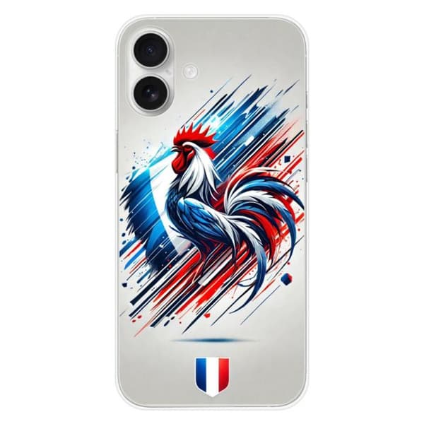 Tryckt silikonfodral som är kompatibelt med Apple iPhone 16 Plus French Rooster