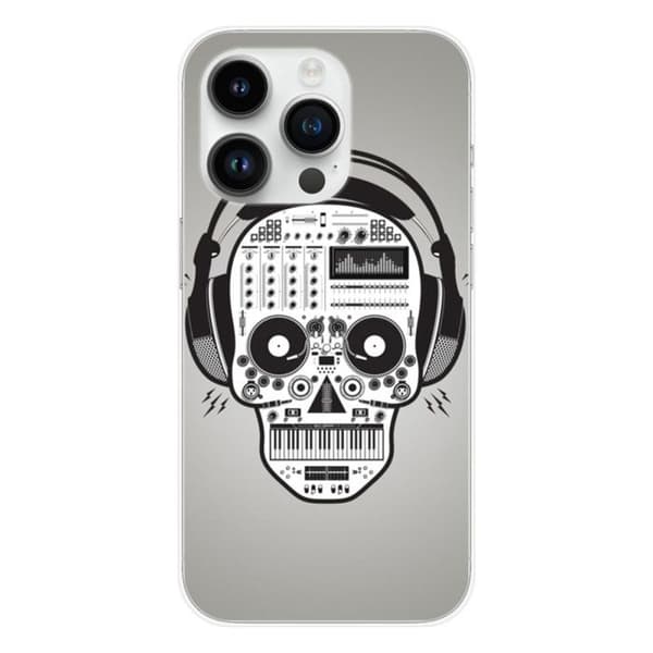 Tryckt silikonfodral som är kompatibelt med Apple iPhone 15 Pro Skull Music
