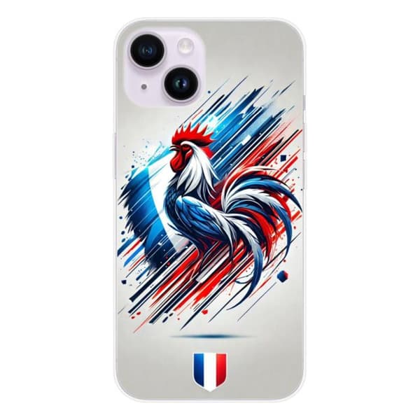 Tryckt silikonfodral som är kompatibelt med Apple iPhone 15 French Rooster