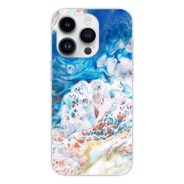 Tryckt silikonfodral som är kompatibelt med Apple iPhone 15 Pro Ocean marmor