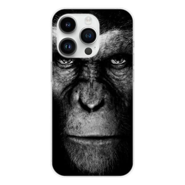 Tryckt silikonfodral som är kompatibelt med Apple iPhone 15 Pro Monkey