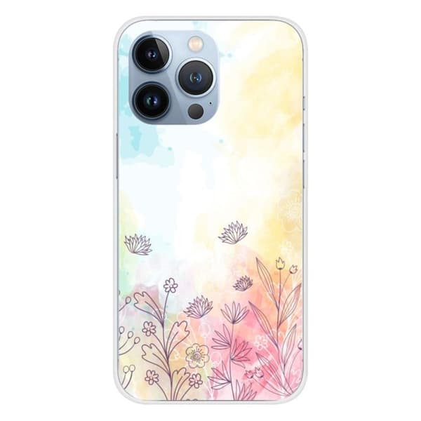 Tryckt silikonfodral som är kompatibelt med Apple iPhone 13 Pro Watercolor blommor