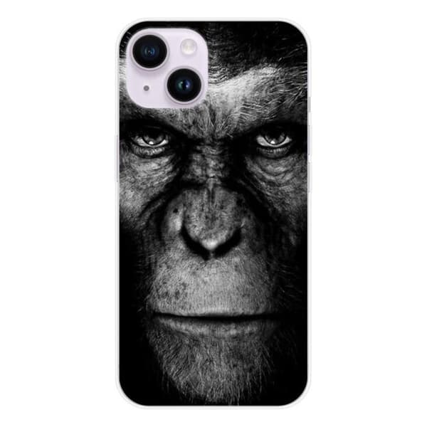 Tryckt silikonfodral som är kompatibelt med Apple iPhone 15 Monkey