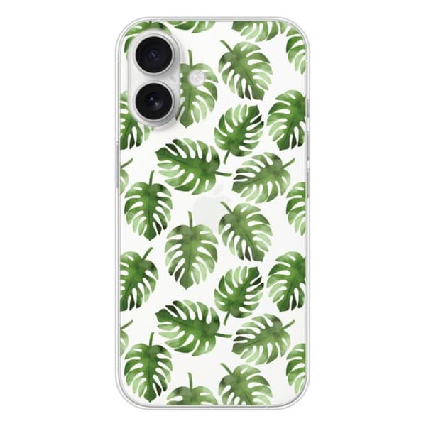 Tryckt silikonfodral som är kompatibelt med Apple iPhone 16 Monstera blad