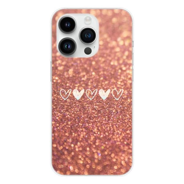 Tryckt silikonfodral som är kompatibelt med Apple iPhone 15 Pro glitterhjärta