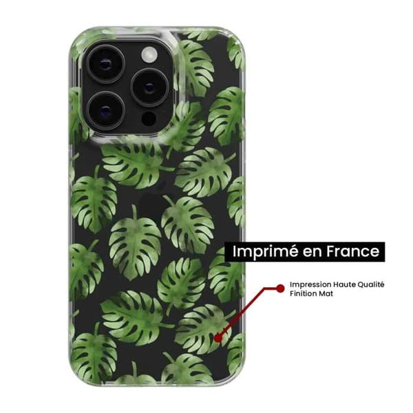 Tryckt silikonfodral som är kompatibelt med Apple iPhone 16 Plus Monstera löv