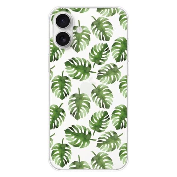 Tryckt silikonfodral som är kompatibelt med Apple iPhone 16 Plus Monstera löv