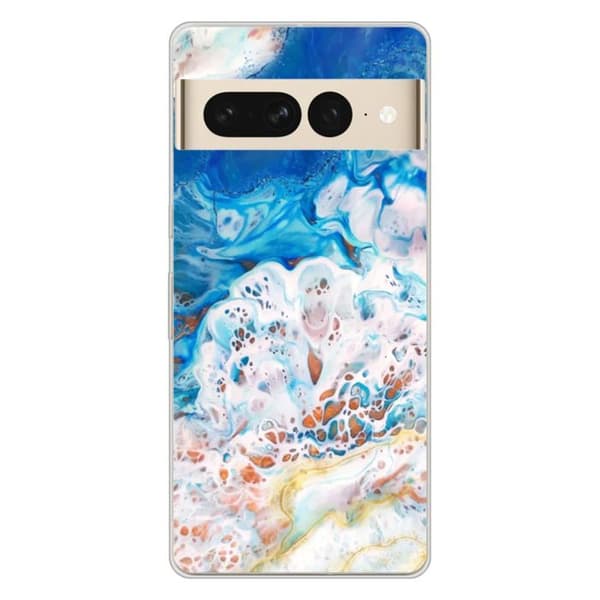 Tryckt silikonfodral som är kompatibelt med Google Pixel 7 Pro Ocean Marble