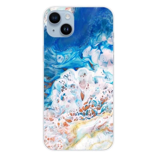 Tryckt silikonfodral som är kompatibelt med Apple iPhone 15 Plus Ocean marmor
