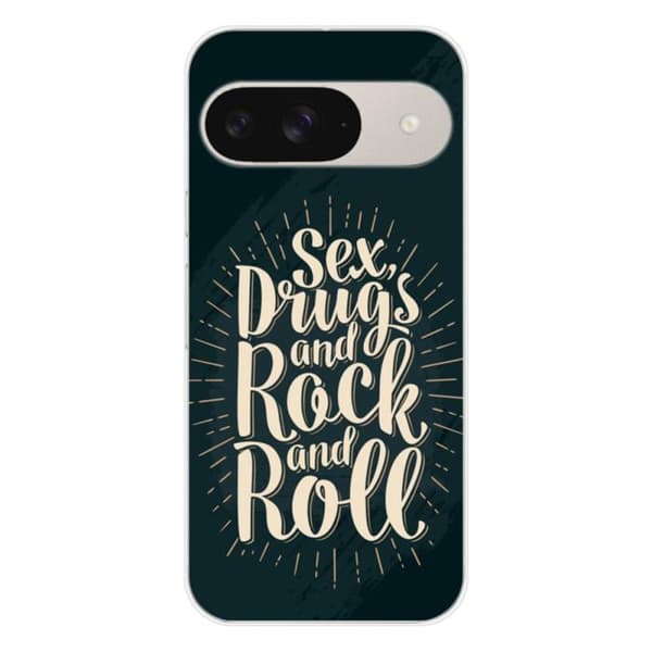Tryckt silikonfodral som är kompatibelt med Google Pixel 9 Sex and rock and roll