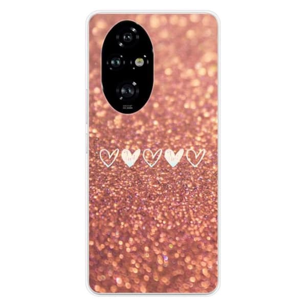 Tryckt silikonfodral som är kompatibelt med Huawei Honor 200 Pro 5G glitterhjärta