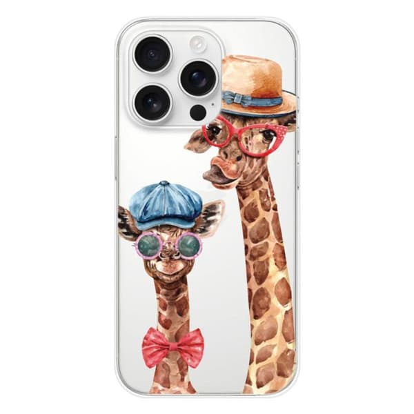 Tryckt silikonfodral som är kompatibelt med Apple iPhone 16 Pro Funny Giraffe