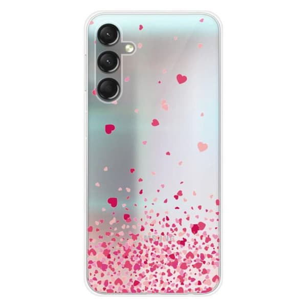 Tryckt silikonfodral som är kompatibelt med Samsung Galaxy A24 4G Pink Heart Confetti