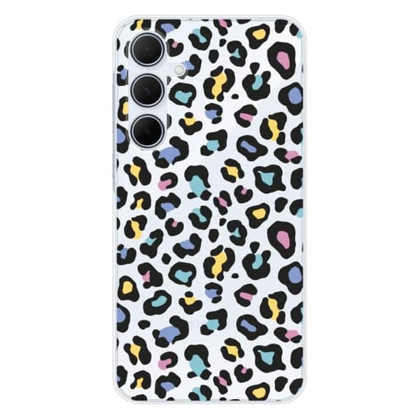 Tryckt silikonfodral som är kompatibelt med Samsung Galaxy A35 5G Färgglad leopard