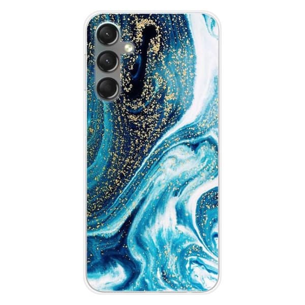 Tryckt silikonfodral som är kompatibelt med Samsung Galaxy A24 4G Glitter Blue Marble