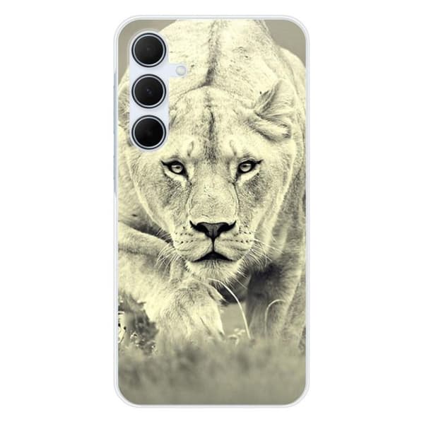 Tryckt silikonfodral som är kompatibelt med Samsung Galaxy A35 5G Lioness