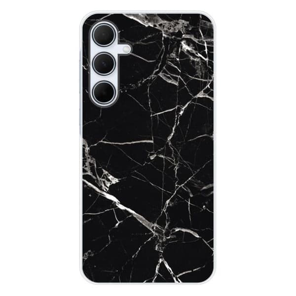 Tryckt silikonfodral som är kompatibelt med Samsung Galaxy A35 5G Black Marble