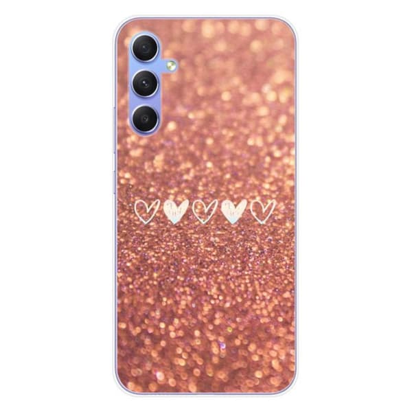 Tryckt silikonfodral som är kompatibelt med Samsung Galaxy A34 5G hjärtglitter