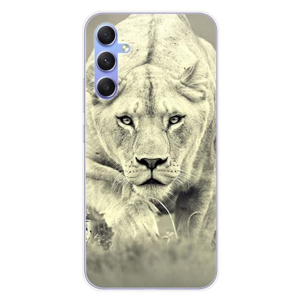 Tryckt silikonfodral som är kompatibelt med Samsung Galaxy A34 5G Lioness