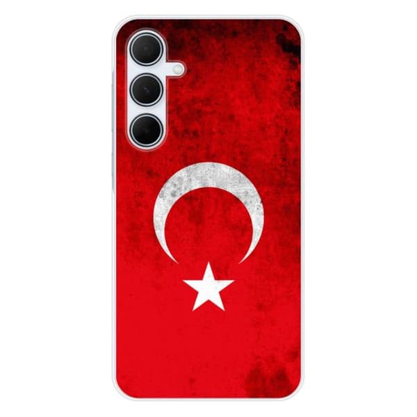Tryckt silikonfodral som är kompatibelt med Samsung Galaxy A35 5G Türkiye flagga