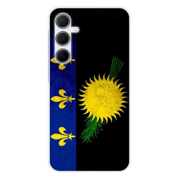 Tryckt silikonfodral som är kompatibelt med Samsung Galaxy A35 5G Guadeloupe flagga