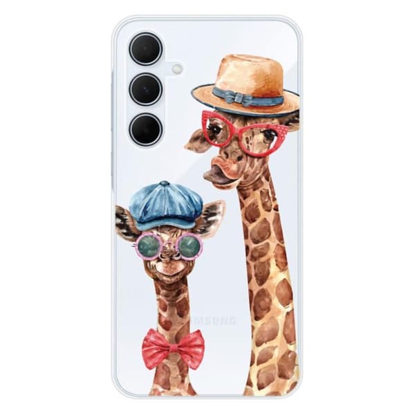 Tryckt silikonfodral som är kompatibelt med Samsung Galaxy A35 5G Funny Giraffe