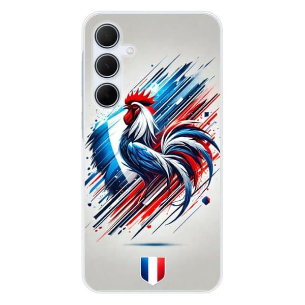 Tryckt silikonfodral som är kompatibelt med Samsung Galaxy A35 5G French Rooster