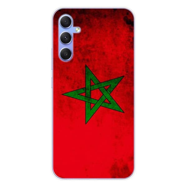 Tryckt silikonfodral som är kompatibelt med Samsung Galaxy A34 5G Marockos flagga