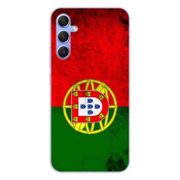 Tryckt silikonfodral som är kompatibelt med Samsung Galaxy A34 5G Portugal flagga