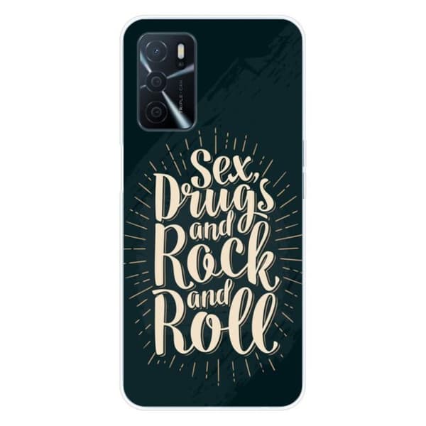 Siliconefodral med tryck - 1001 fodral - Oppo A16 - Mångfärgad - Motiv sex-and-rock-and-roll - Halvstyv