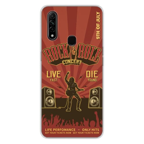 Siliconfodral med tryck - 1001 fodral - Oppo A31 - Flerfärgad - Rock-and-roll-mönster - Halvstyv