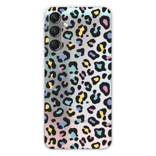 Tryckt silikonfodral som är kompatibelt med Samsung Galaxy A24 4G Färgglad leopard
