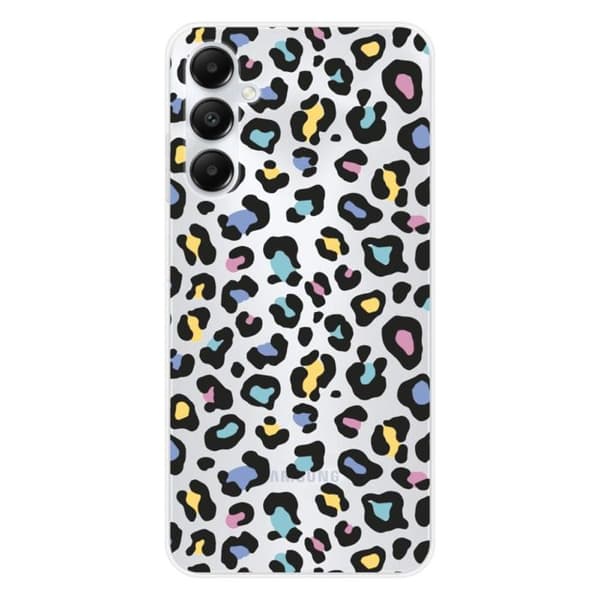 Tryckt silikonfodral som är kompatibelt med Samsung Galaxy A25 Färgglad leopard