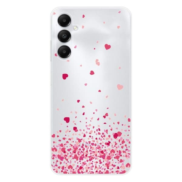 Tryckt silikonfodral som är kompatibelt med Samsung Galaxy A25 Pink Heart Confetti