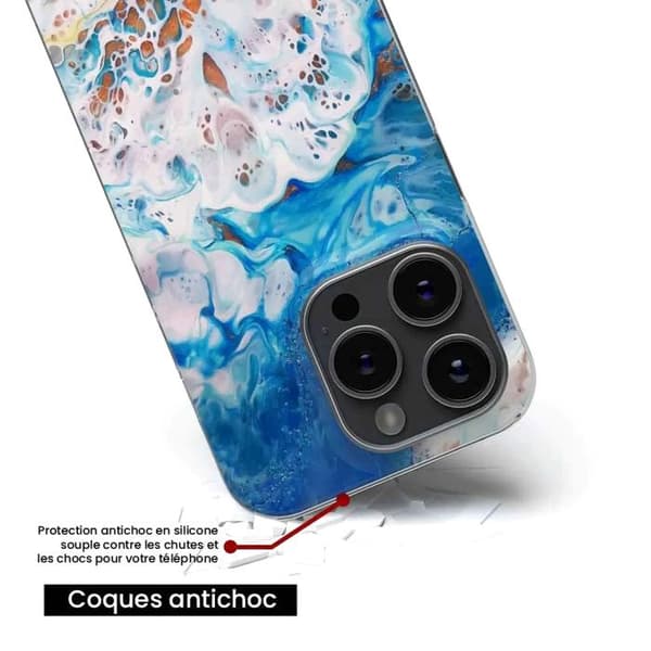 Tryckt silikonfodral kompatibelt Samsung Galaxy Note 10 Lite Ocean Marble