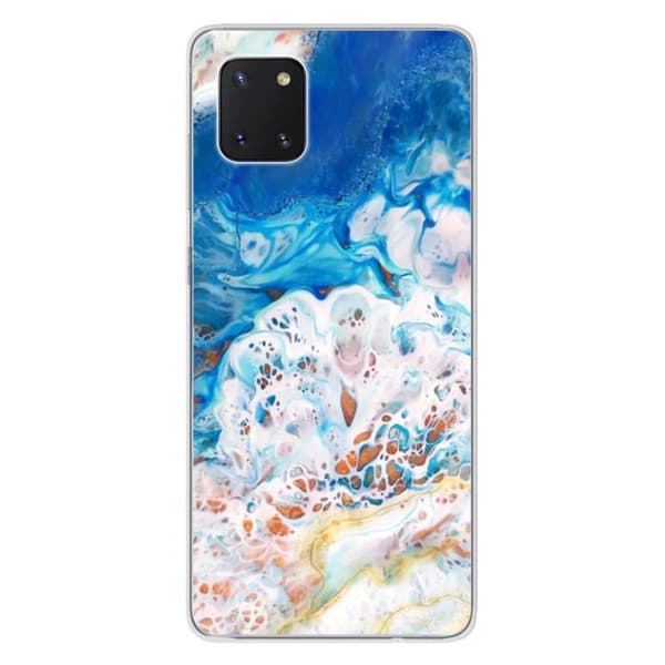 Tryckt silikonfodral kompatibelt Samsung Galaxy Note 10 Lite Ocean Marble