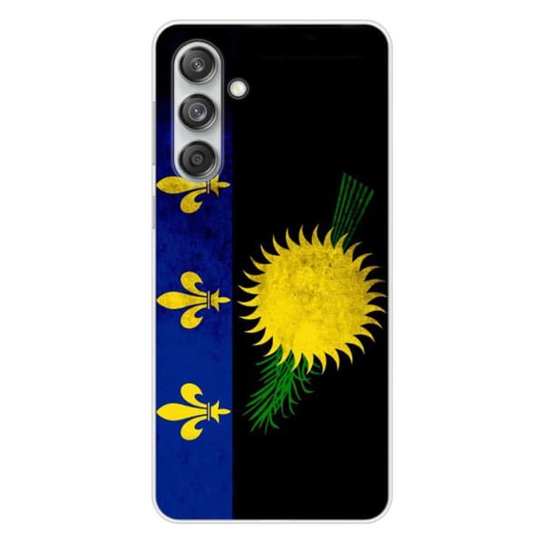 Tryckt silikonfodral som är kompatibelt med Samsung Galaxy M55 5G Guadeloupe flagga