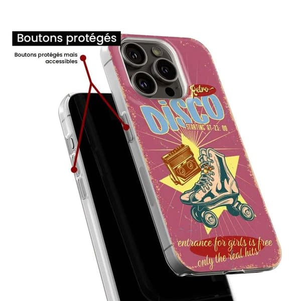 Siliconefodral med tryck - 1001 fodral - Samsung Galaxy A01 - Flerfärgad - Retro disco - Halvstyv