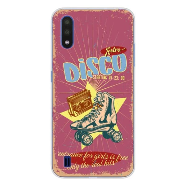 Siliconefodral med tryck - 1001 fodral - Samsung Galaxy A01 - Flerfärgad - Retro disco - Halvstyv