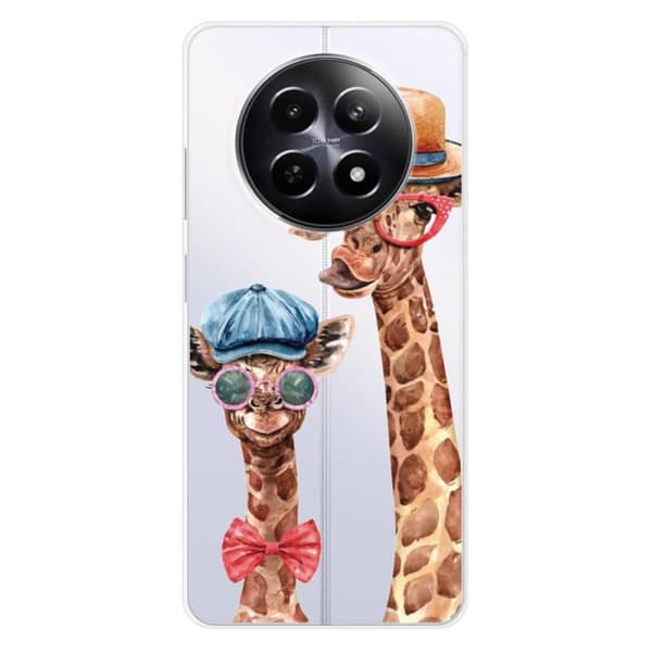 Tryckt silikonfodral som är kompatibelt med Realme 12 5G Funny Giraffe