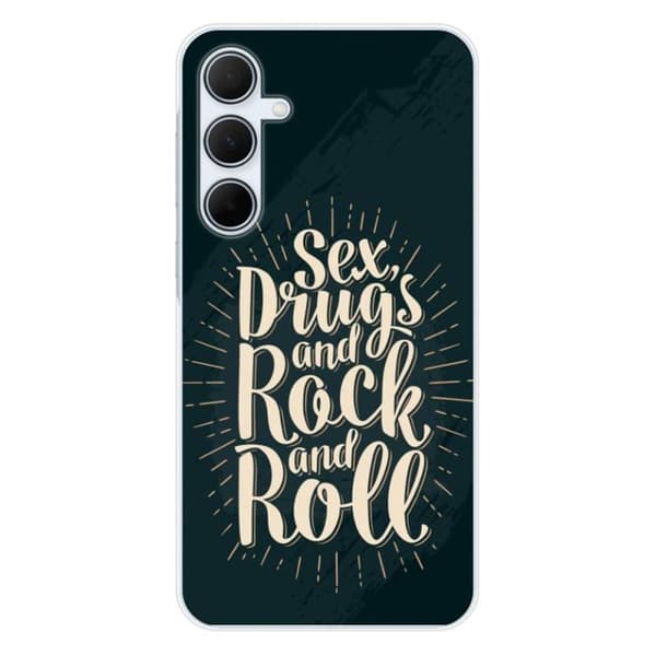 Tryckt silikonfodral som är kompatibelt med Samsung Galaxy A35 5G Sex and rock and roll