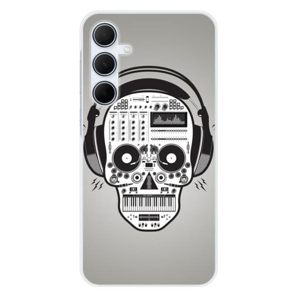 Tryckt silikonfodral kompatibelt Samsung Galaxy A35 5G Skull Music