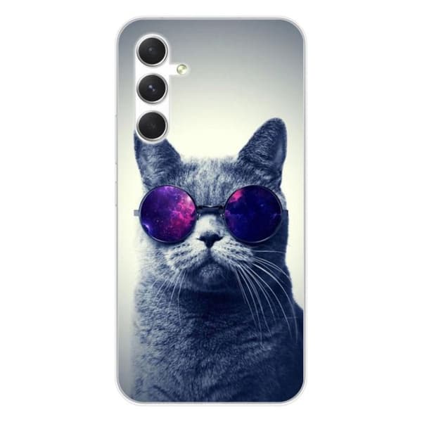 Tryckt silikonfodral kompatibelt med Samsung Galaxy A54 5G Cat med glasögon