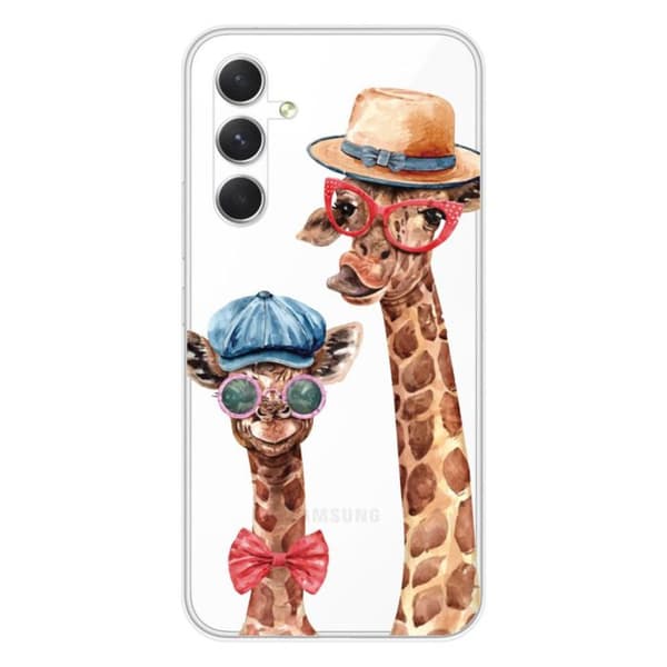 Tryckt silikonfodral som är kompatibelt med Samsung Galaxy A54 5G Funny Giraffe